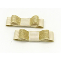 Bella Shoe Bows  - Ivory and Gold