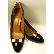 Bella Shoe Bows - Navy and Ivory