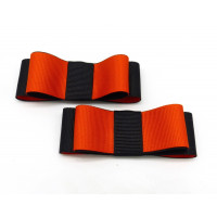 Carly - Black and Orange Shoe Bows