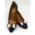Carly - Navy and Ivory Shoe Bows