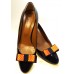 Carly - Orange and Navy Shoe Bows