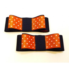 Carly - Orange and Navy Shoe Bows