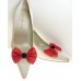 Marilyn - Poppy Silk Shoe Bows