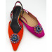 Sally Shoe Clips - orange and blue